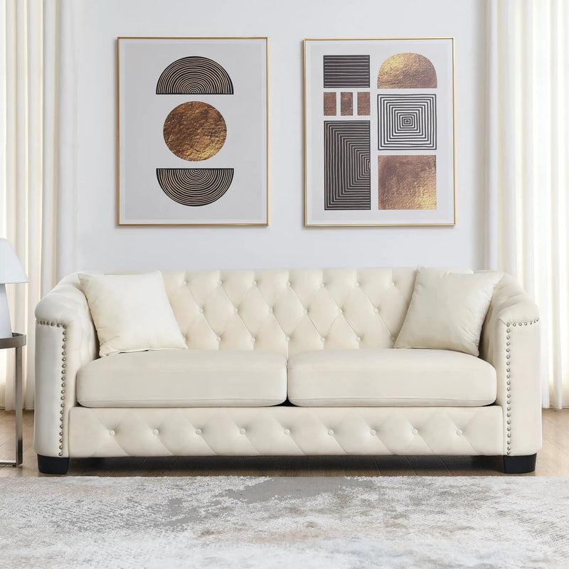 77-Inch Modern Chesterfield Velvet Sofa by HouseOfZazla