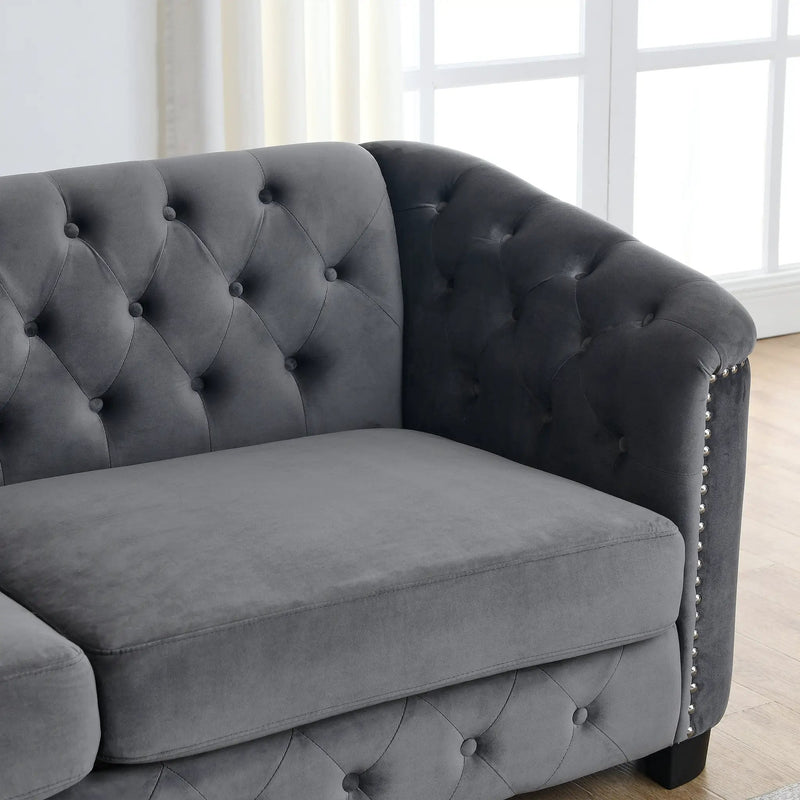 59-Inch Modern Chesterfield Velvet Sofa by HouseOfZazla