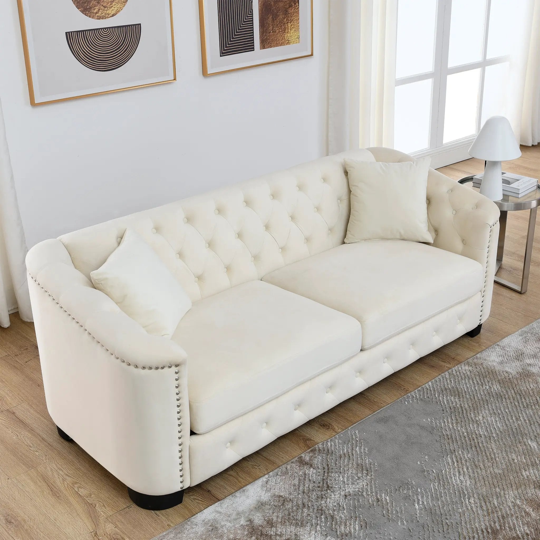 77-Inch Modern Chesterfield Velvet Sofa by HouseOfZazla