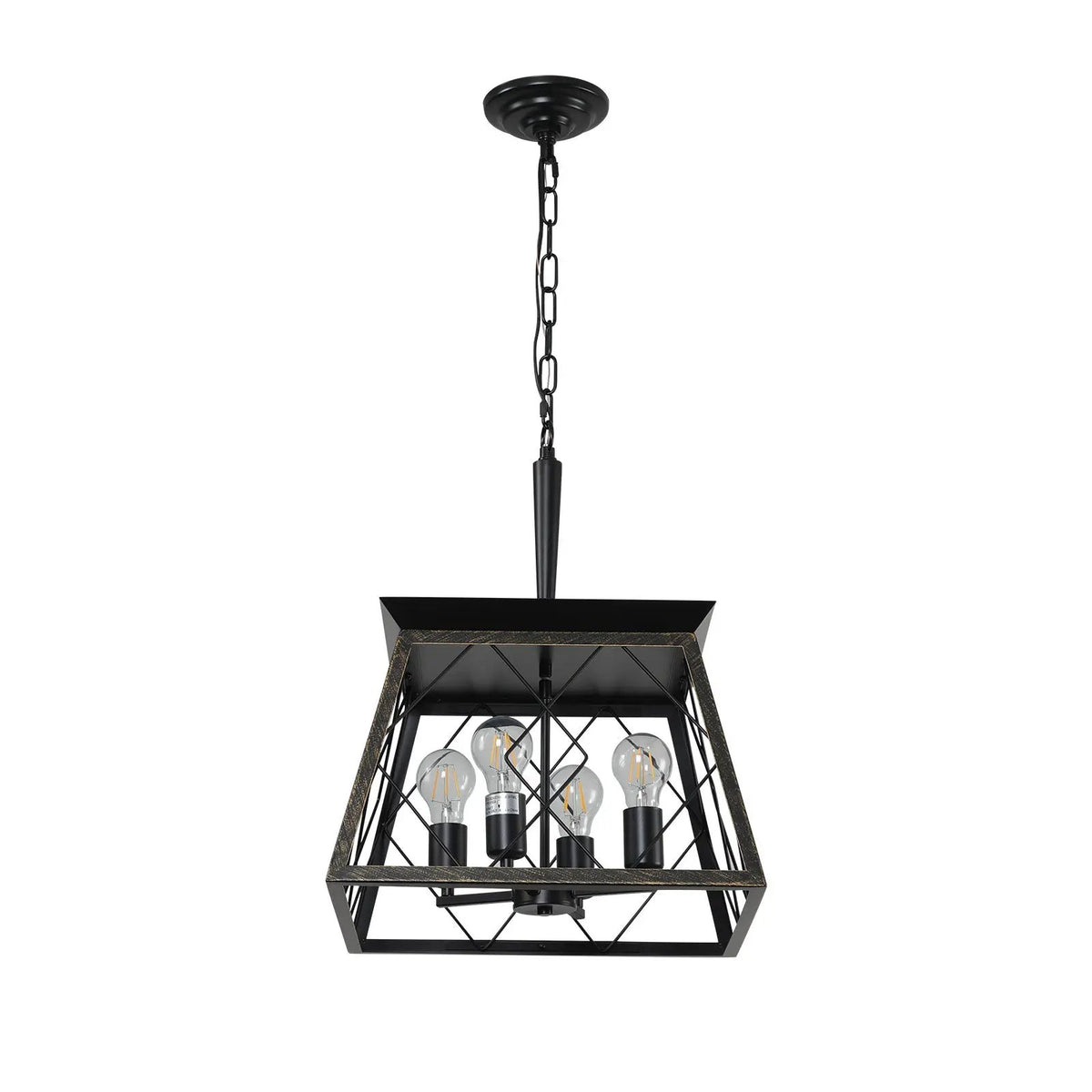16" Black Gold Industrial Pendant Chandelier by HouseOfZazla