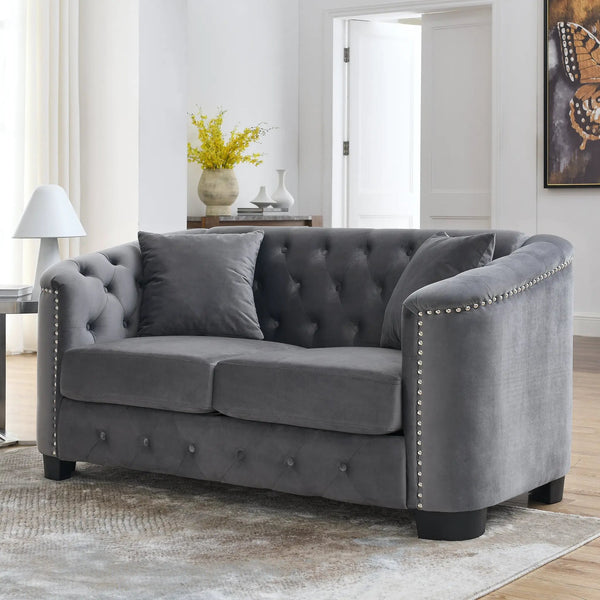 59-Inch Modern Chesterfield Velvet Sofa, photo 2 of 10