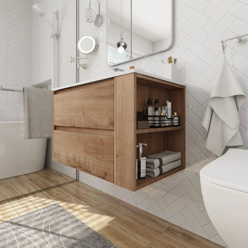 30" Wall Mount Bathroom Vanity With Gel Sink by HouseOfZazla