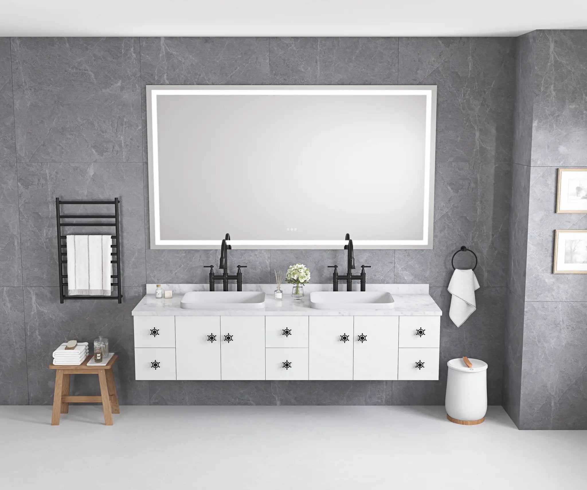 LED Bathroom Mirror 84" x 48" with Front and Backlight by HouseOfZazla