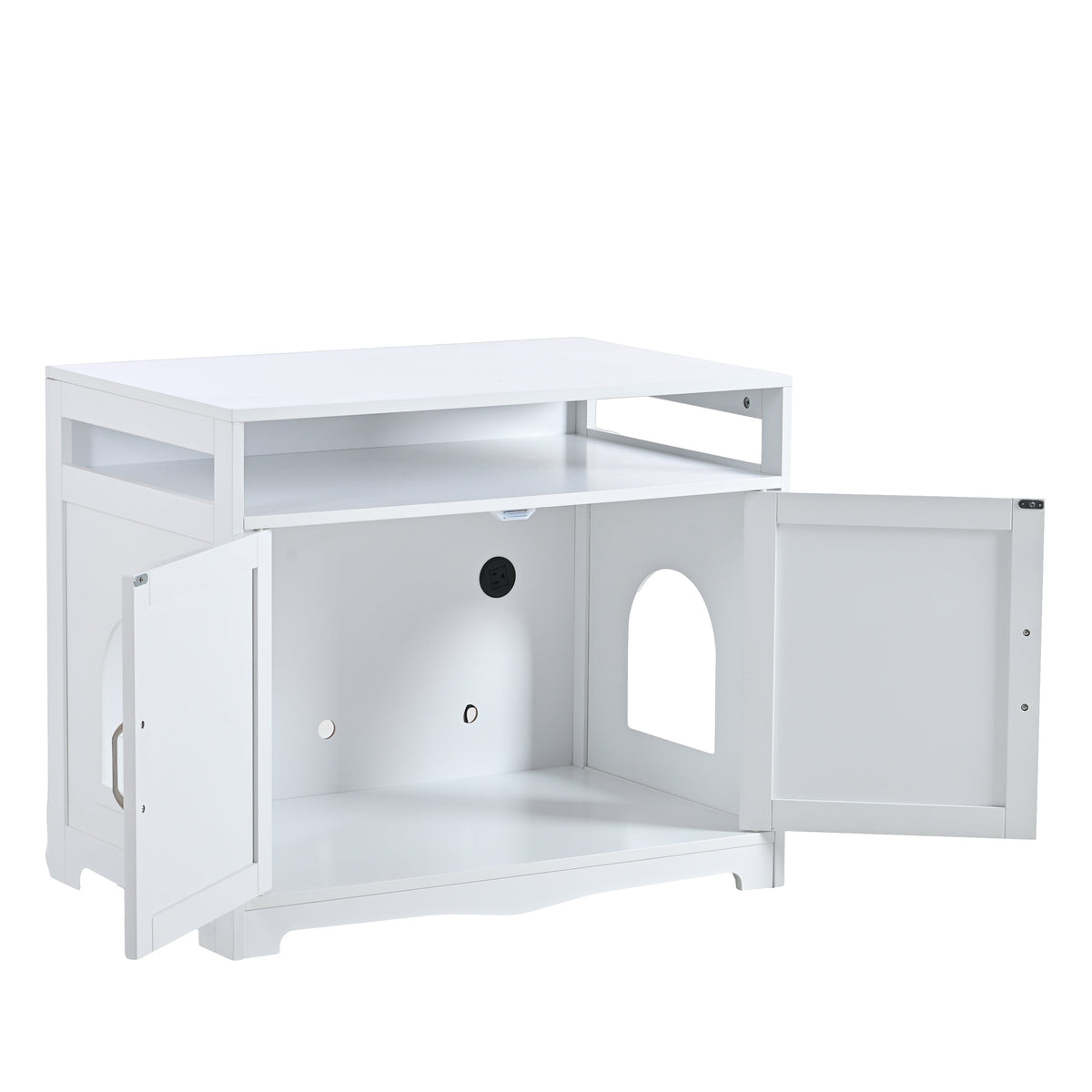 Litter Box Enclosure with Storage and Hidden Plug - Grey, photo 8 of 10