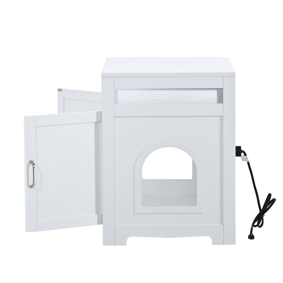 Litter Box Enclosure with Storage and Hidden Plug - Grey, photo 10 of 10