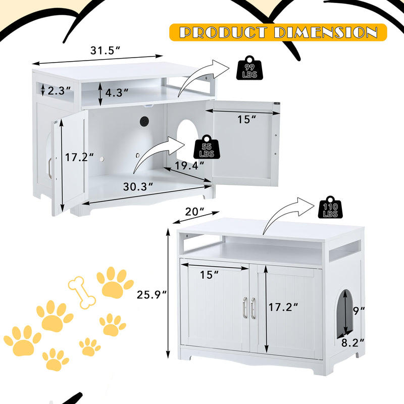 Litter Box Enclosure with Storage and Hidden Plug - Grey, photo 4 of 10