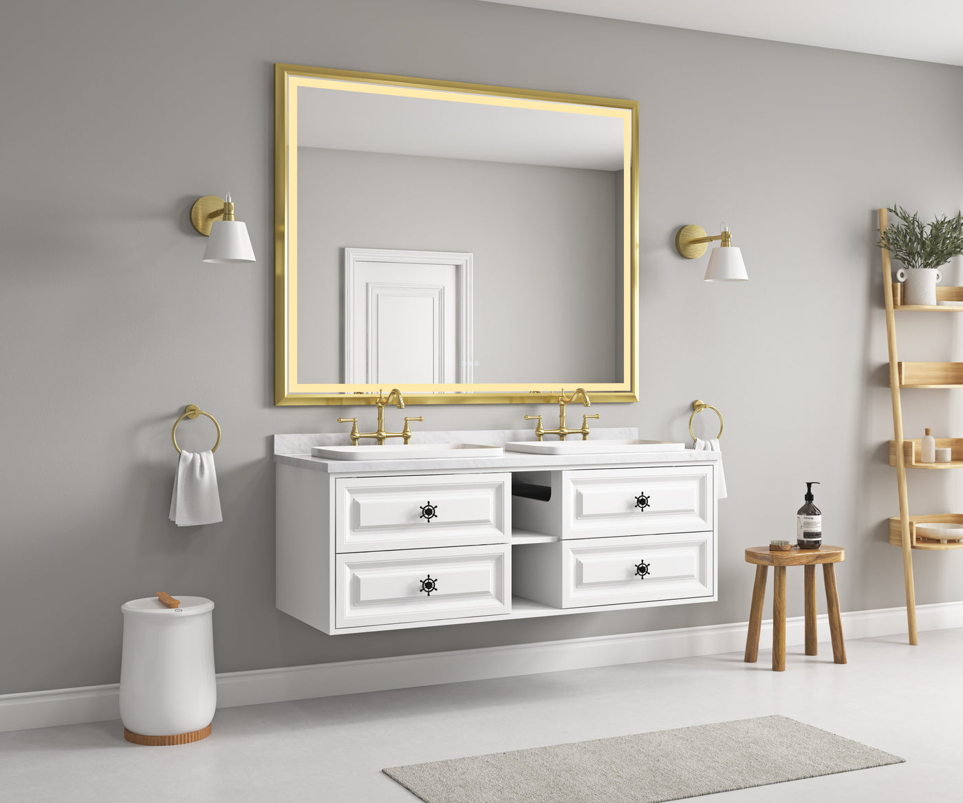 60-Inch LED Lighted Bathroom Wall Mounted Mirror by HouseOfZazla