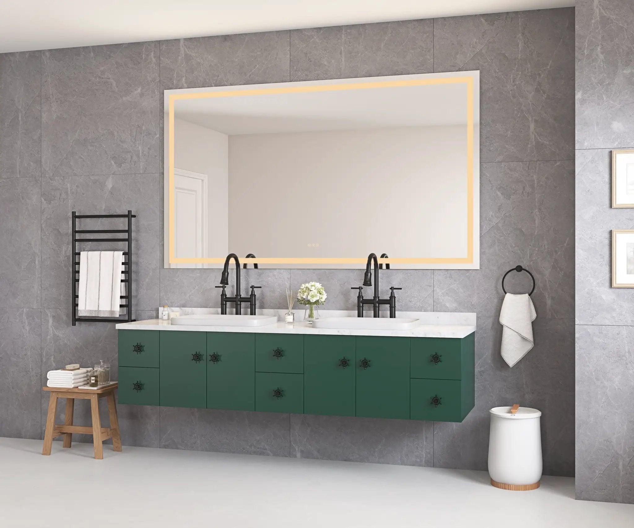 LED Bathroom Mirror 84" x 48" with Front and Backlight by HouseOfZazla