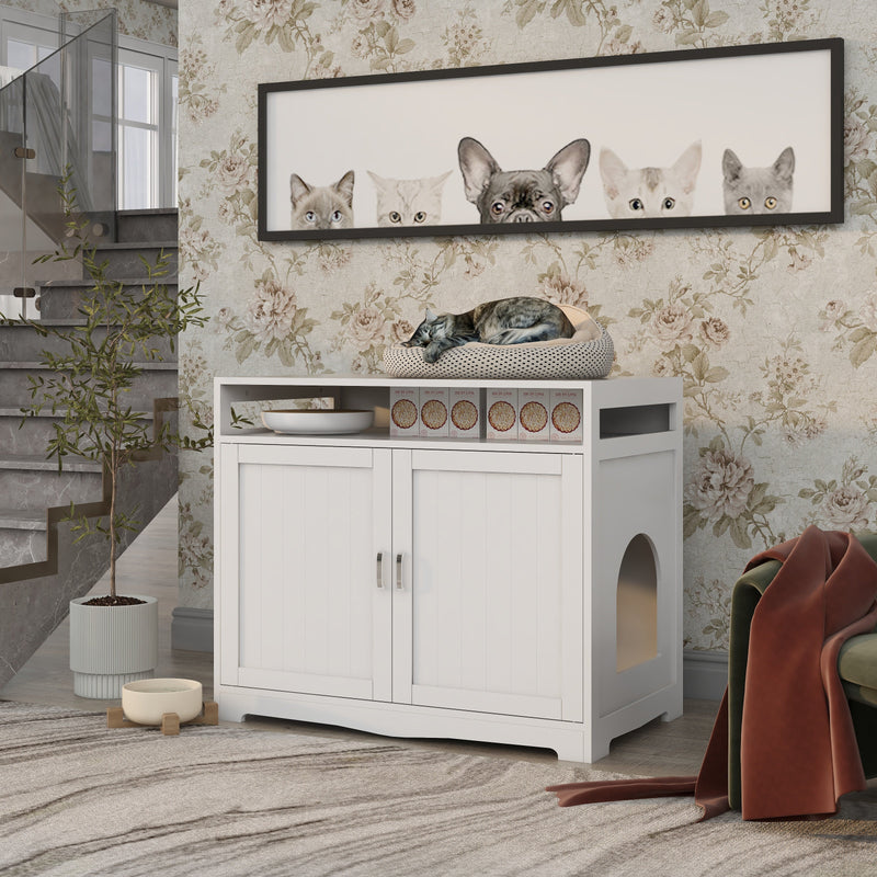 Litter Box Enclosure with Storage and Hidden Plug - Grey, photo 2 of 10