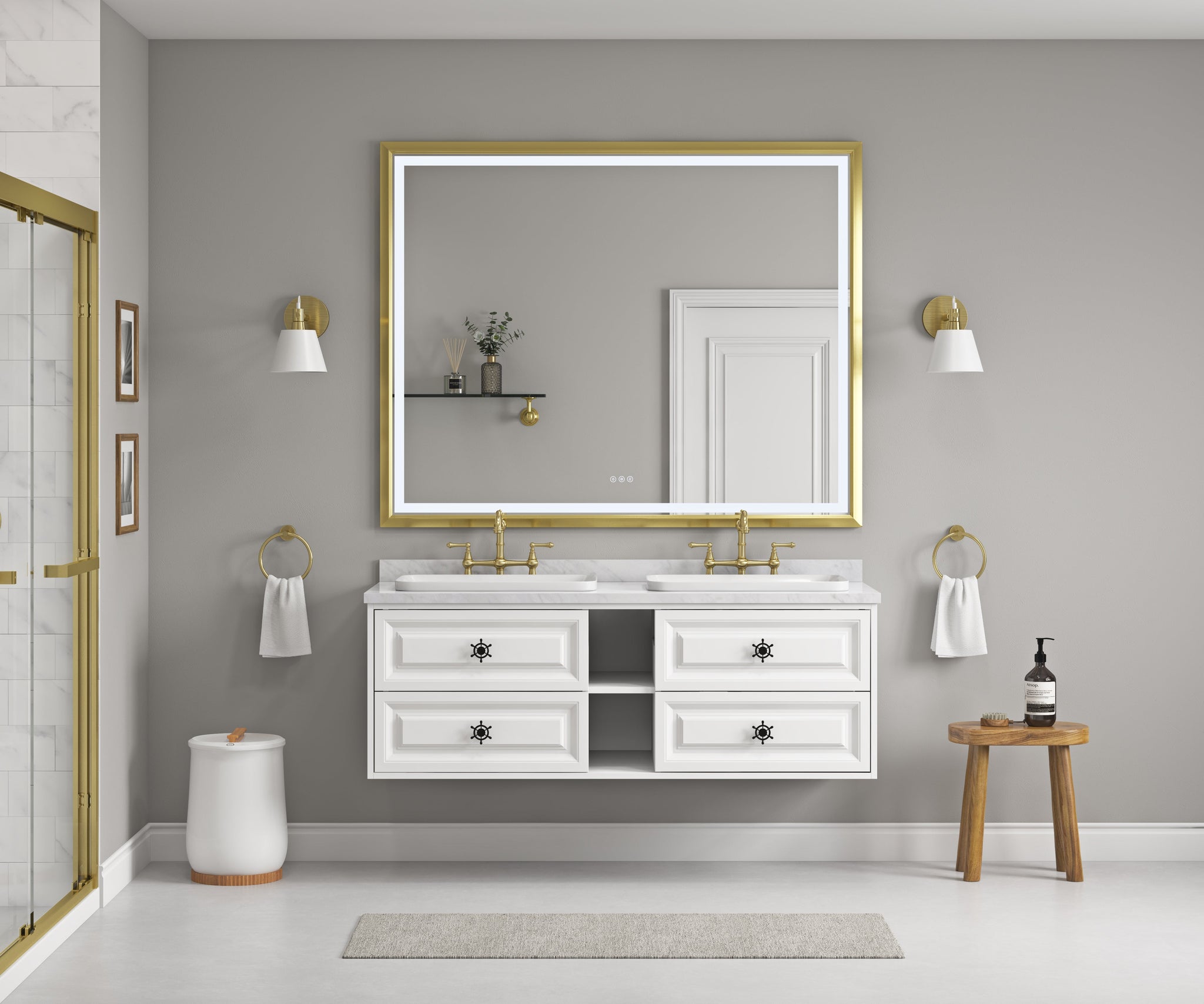 60-Inch LED Lighted Bathroom Wall Mounted Mirror by HouseOfZazla