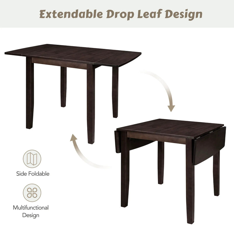 TOPMAX 3-Piece Wood Drop Leaf Breakfast Nook Dining Table Set with 2 X-back Chairs by HouseOfZazla