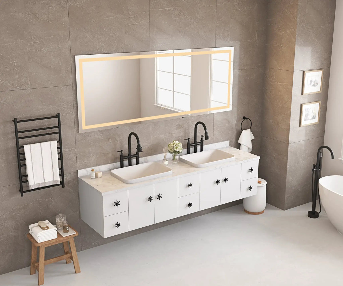 LED Bathroom Mirror 72" x 36" with Front and Backlight by HouseOfZazla