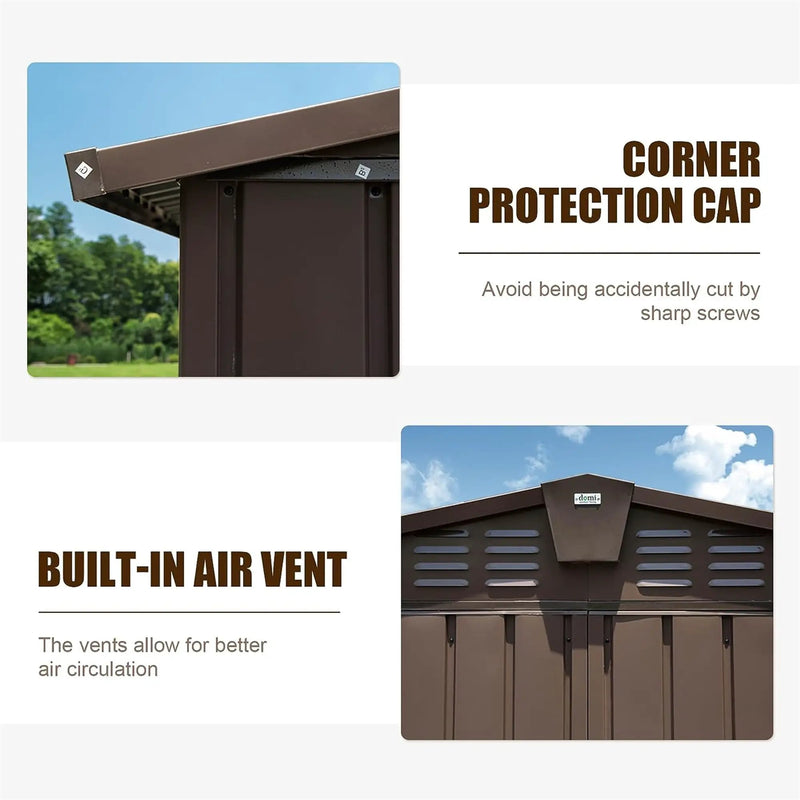 Backyard Storage Shed 11'x9' with Galvanized Steel Frame & Lockable Door by HouseOfZazla