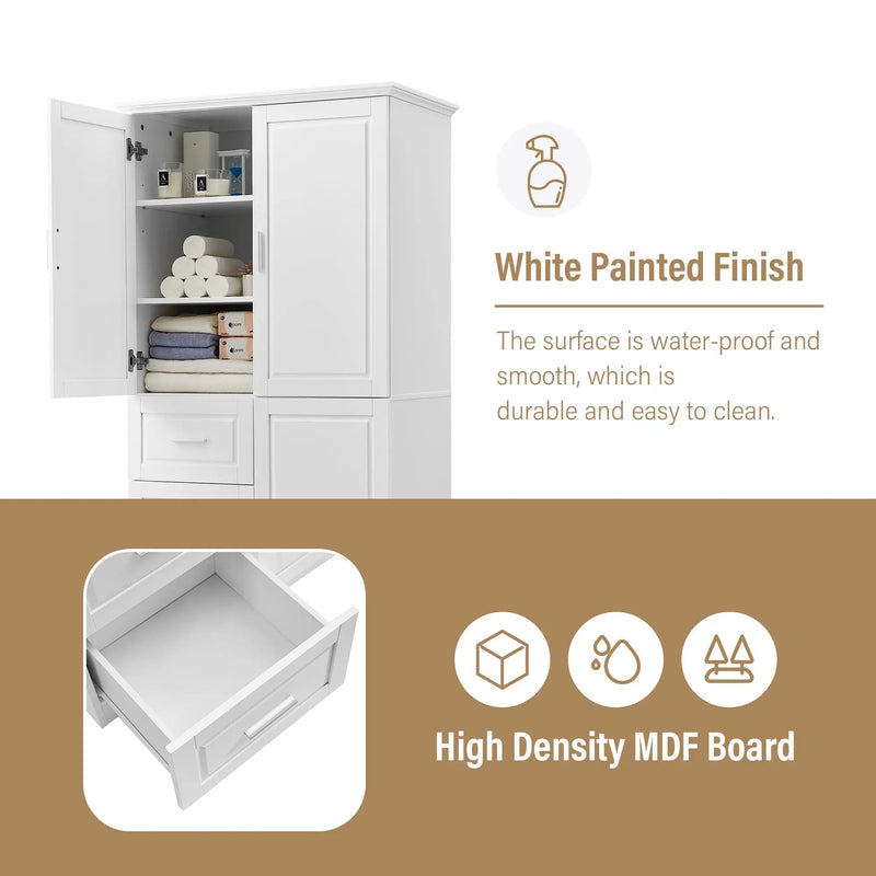 Tall and Wide Storage Cabinet with Doors for Bathroom or Office by HouseOfZazla
