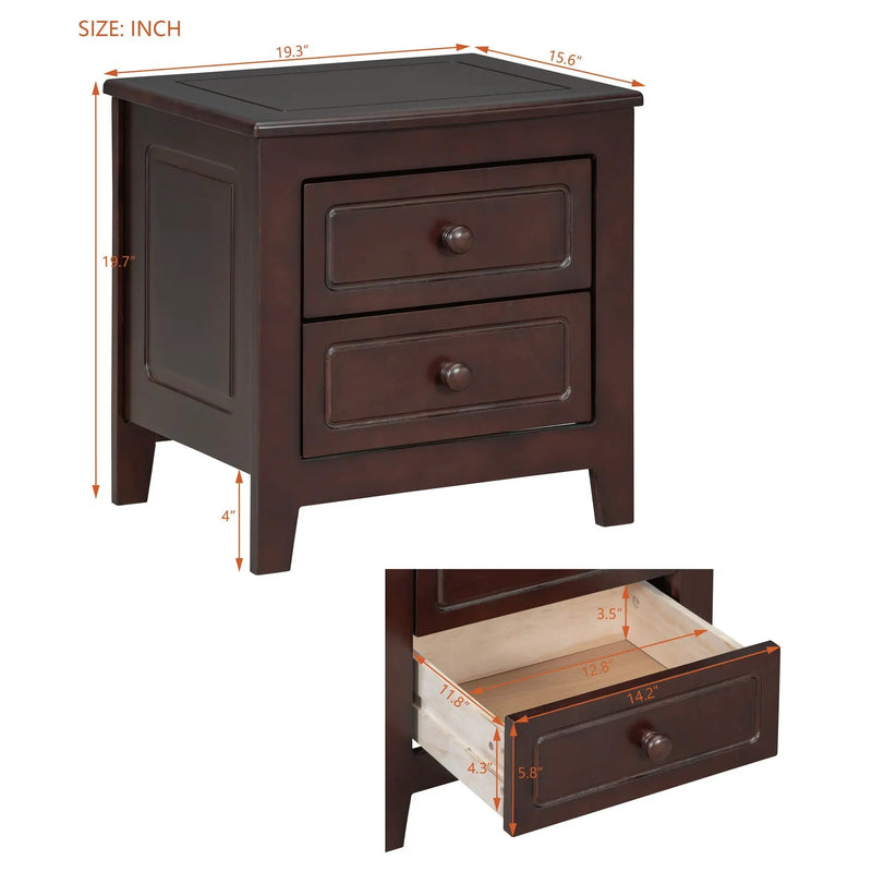 2-Drawer Nightstand for Bedroom by HouseOfZazla