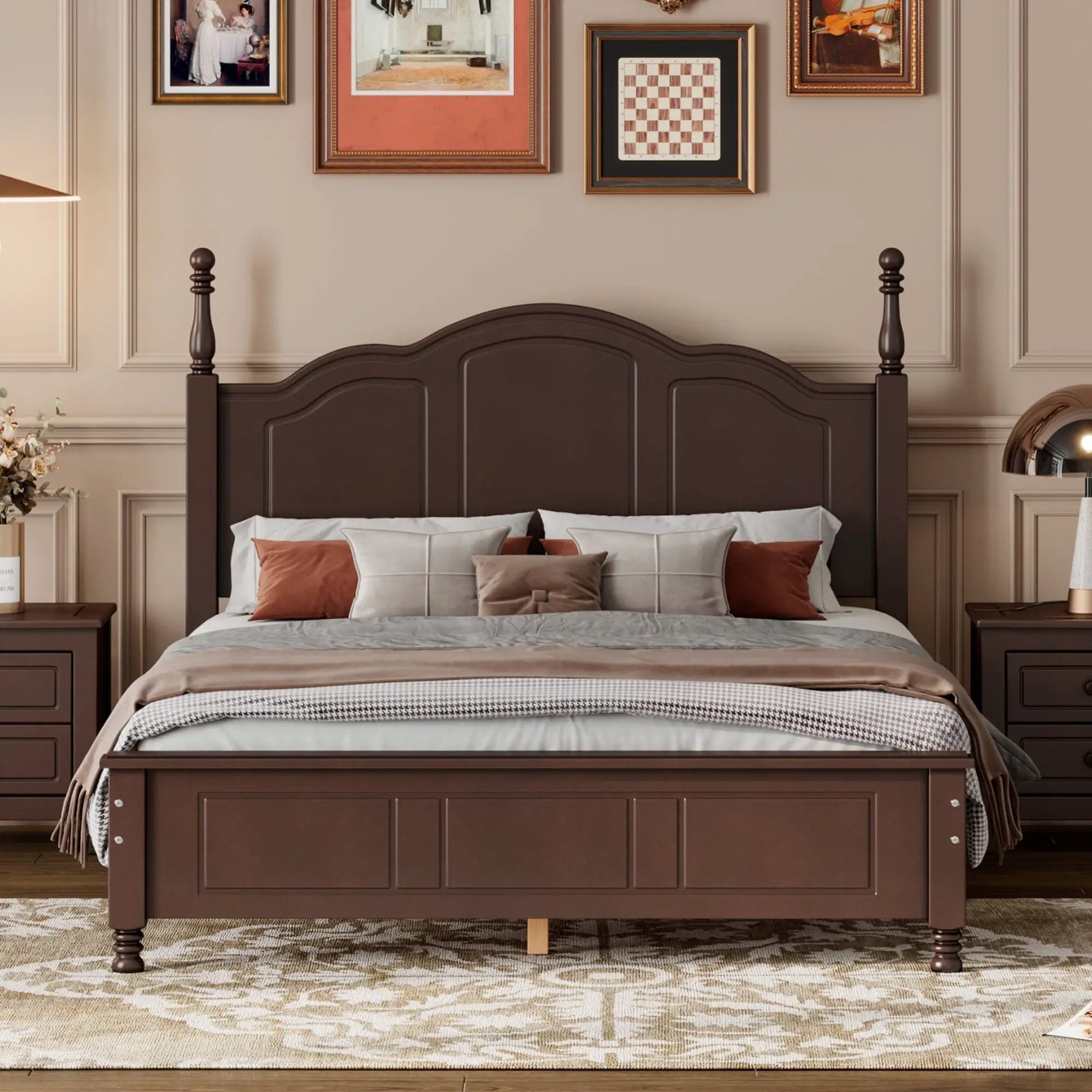 Full Size Wood Platform Bed Frame - Retro Style by HouseOfZazla