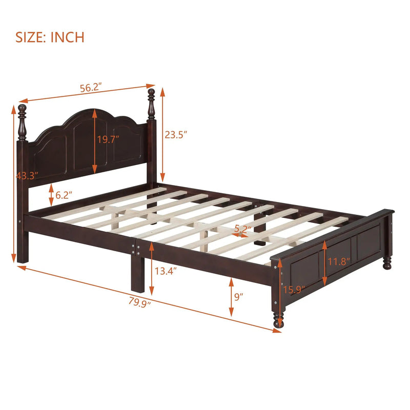 Full Size Wood Platform Bed Frame - Retro Style by HouseOfZazla