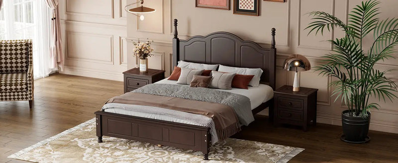 Full Size Wood Platform Bed Frame - Retro Style by HouseOfZazla
