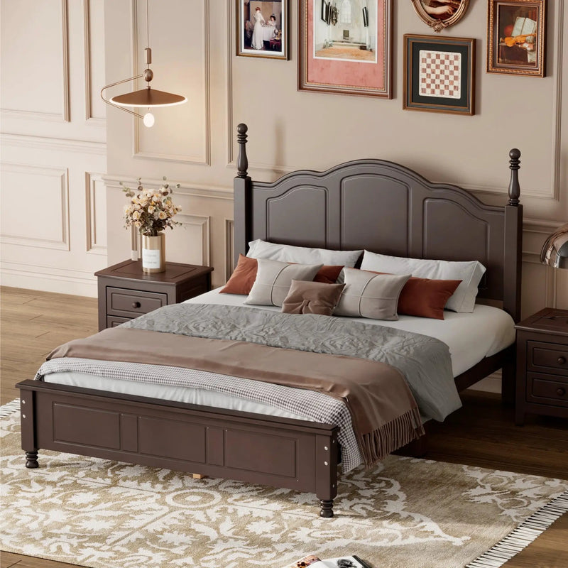 Full Size Wood Platform Bed Frame - Retro Style by HouseOfZazla