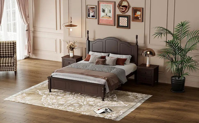 Full Size Wood Platform Bed Frame - Retro Style by HouseOfZazla