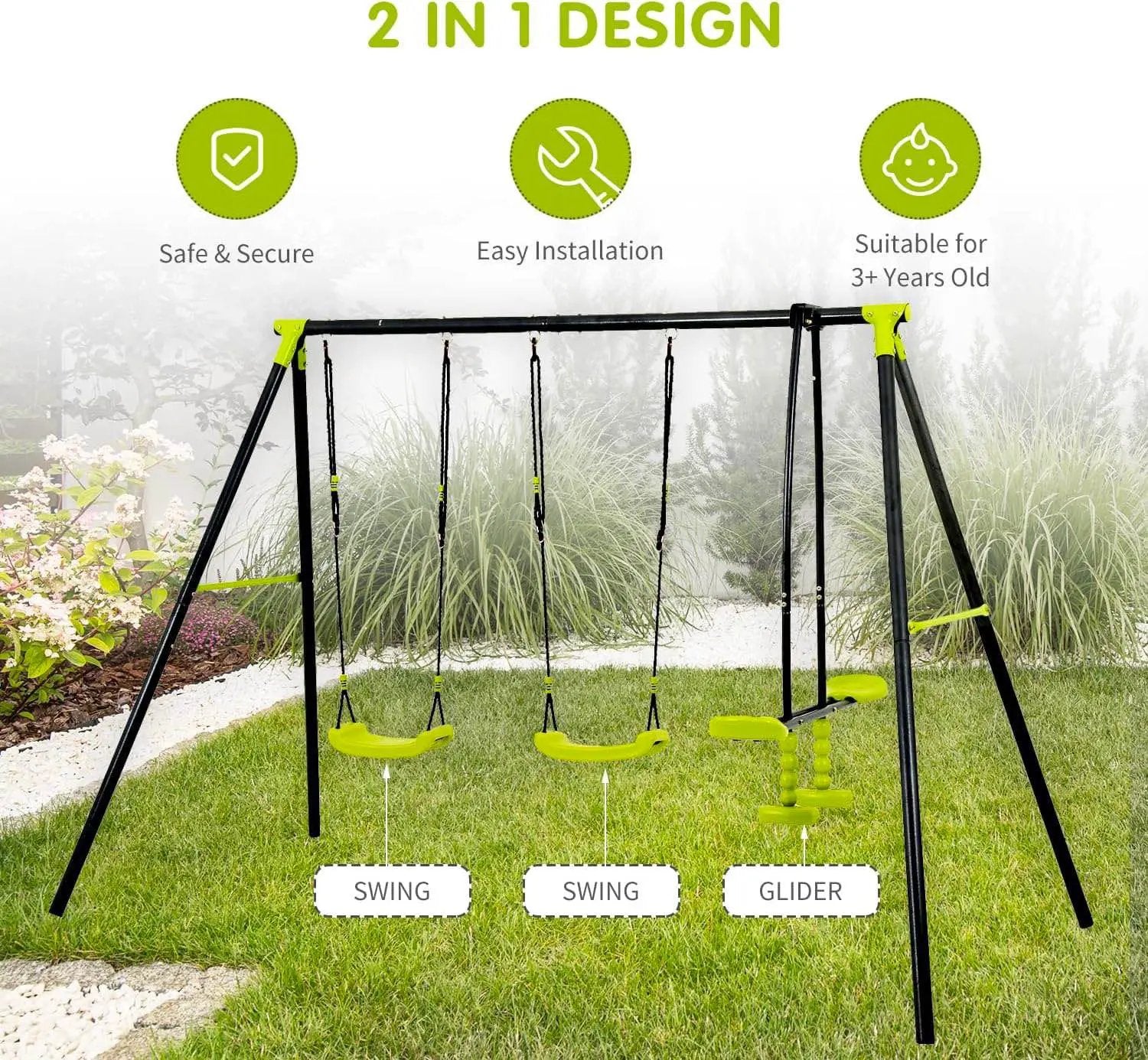 Triple Children Metal Safe Swing Set by HouseOfZazla