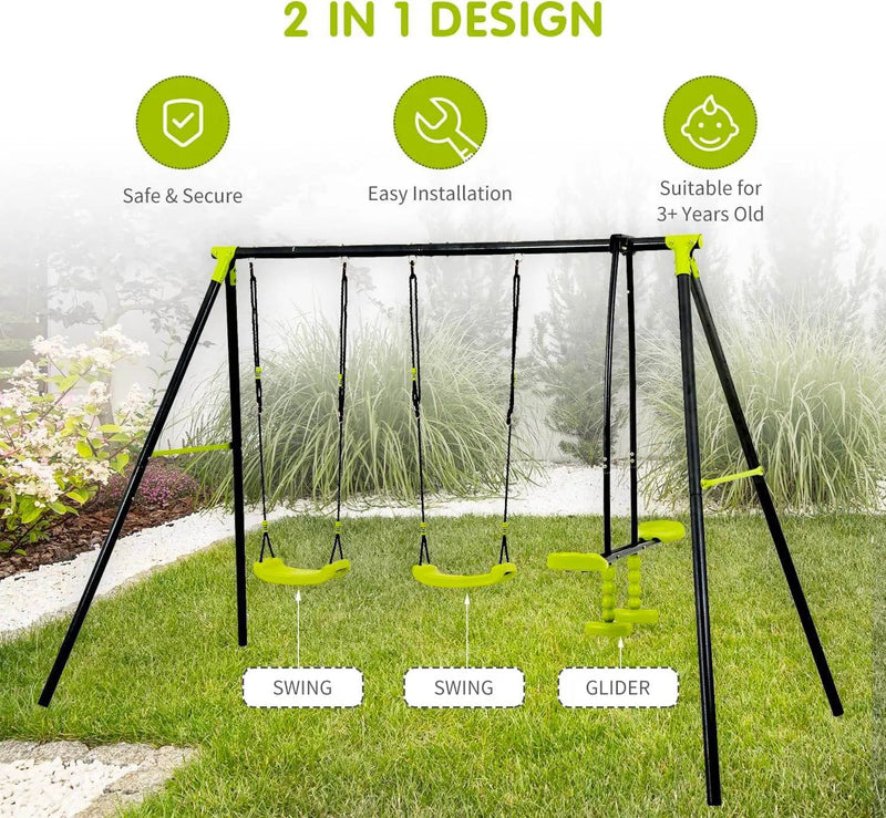 Triple Children Metal Safe Swing Set by HouseOfZazla