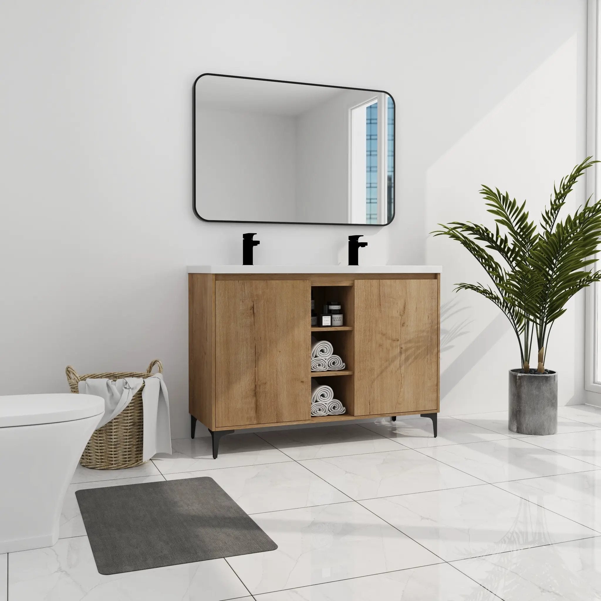 48" Freestanding Bathroom Vanity With Double Sink by HouseOfZazla