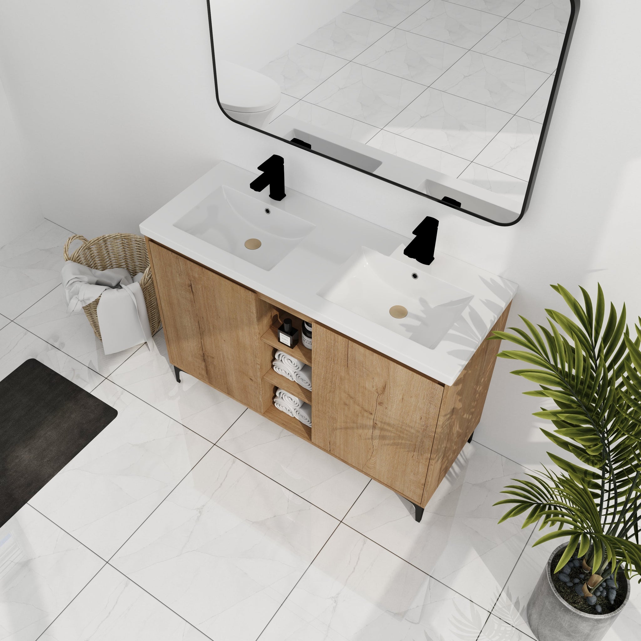 48" Freestanding Bathroom Vanity With Double Sink by HouseOfZazla