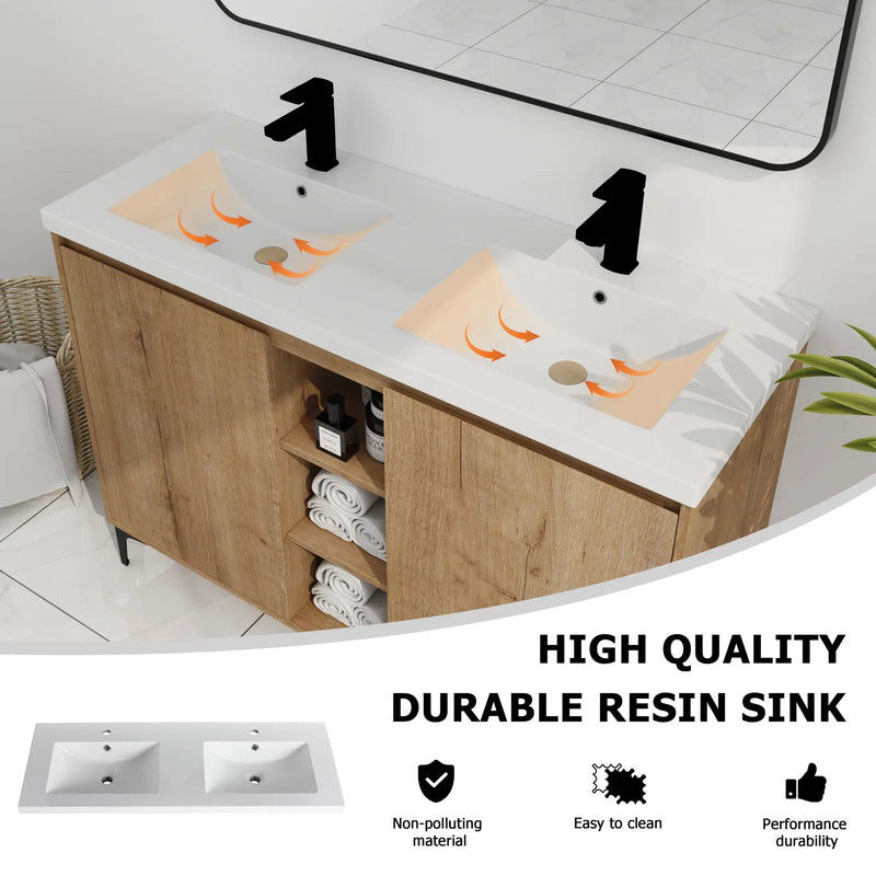 48" Freestanding Bathroom Vanity With Double Sink by HouseOfZazla