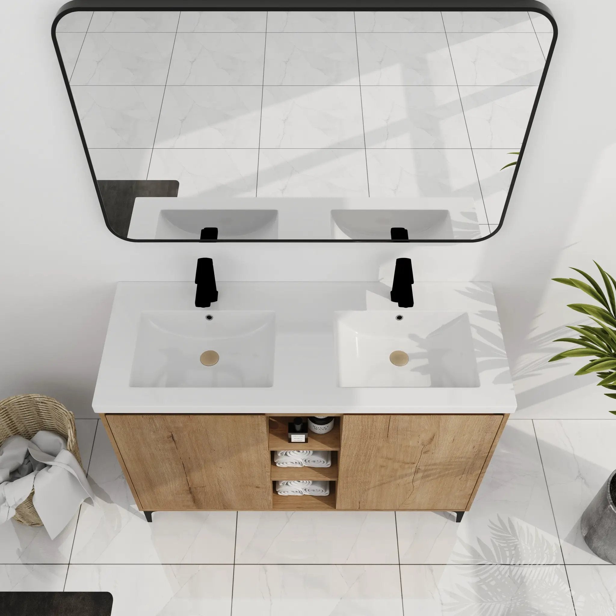 48" Freestanding Bathroom Vanity With Double Sink by HouseOfZazla