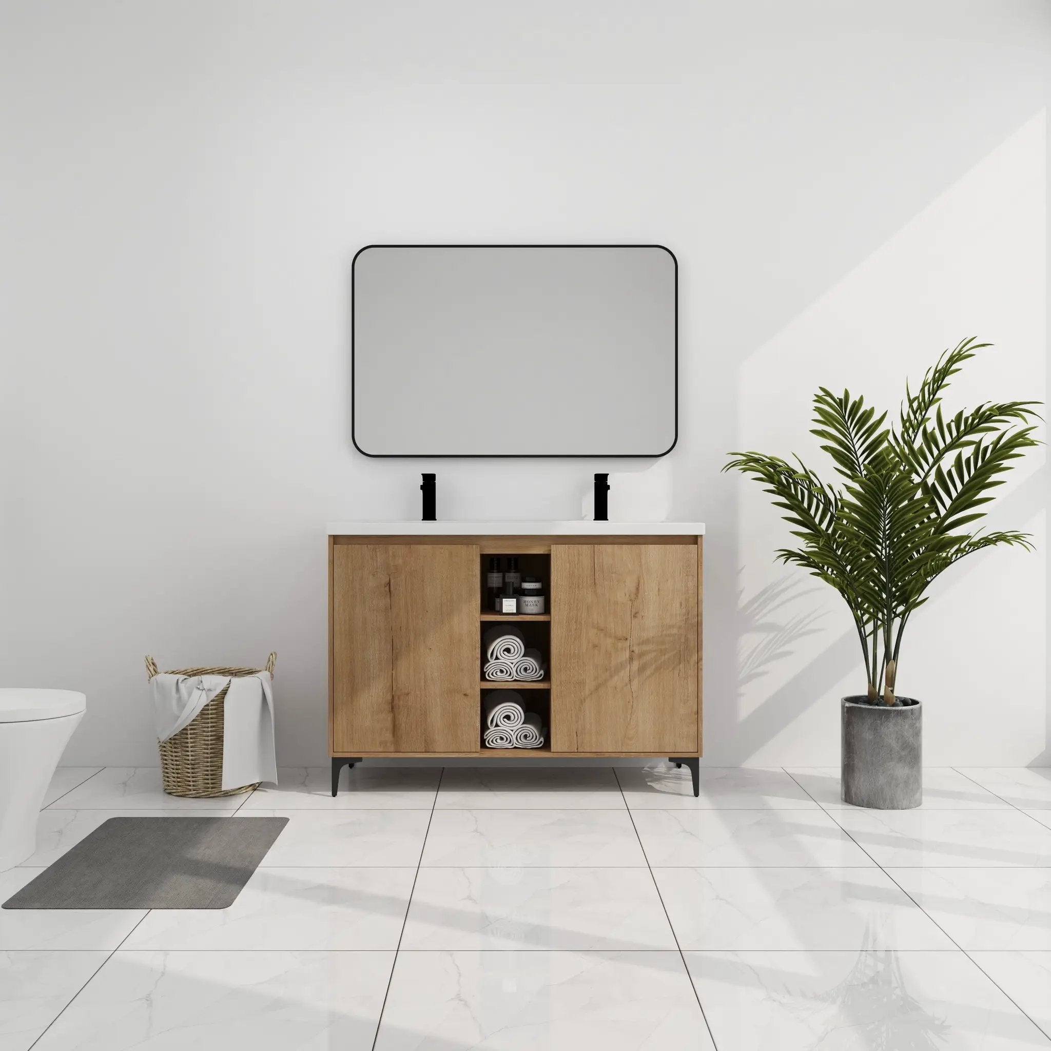 48" Freestanding Bathroom Vanity With Double Sink by HouseOfZazla