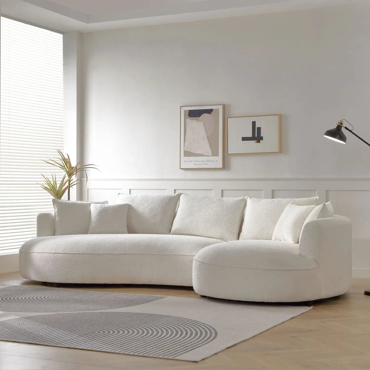 Curved Sofa with Ingenious Shape in Beige by HouseOfZazla