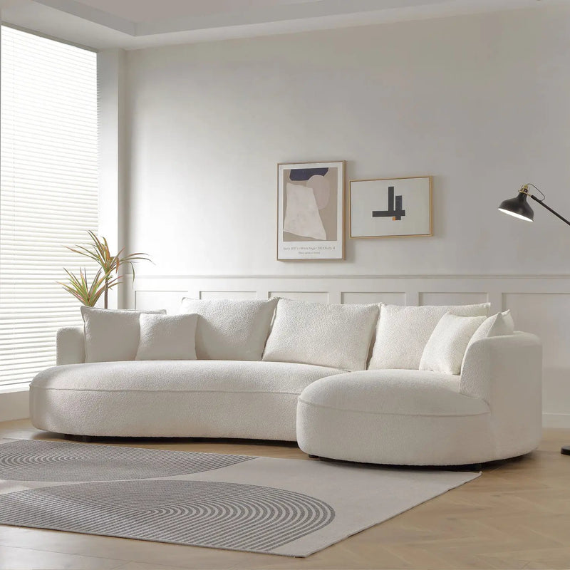 Curved Sofa with Ingenious Shape in Beige by HouseOfZazla