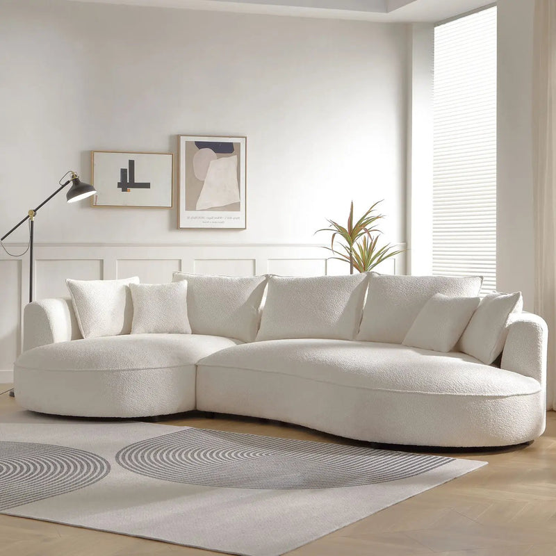 Curved Sofa with Ingenious Shape in Beige by HouseOfZazla
