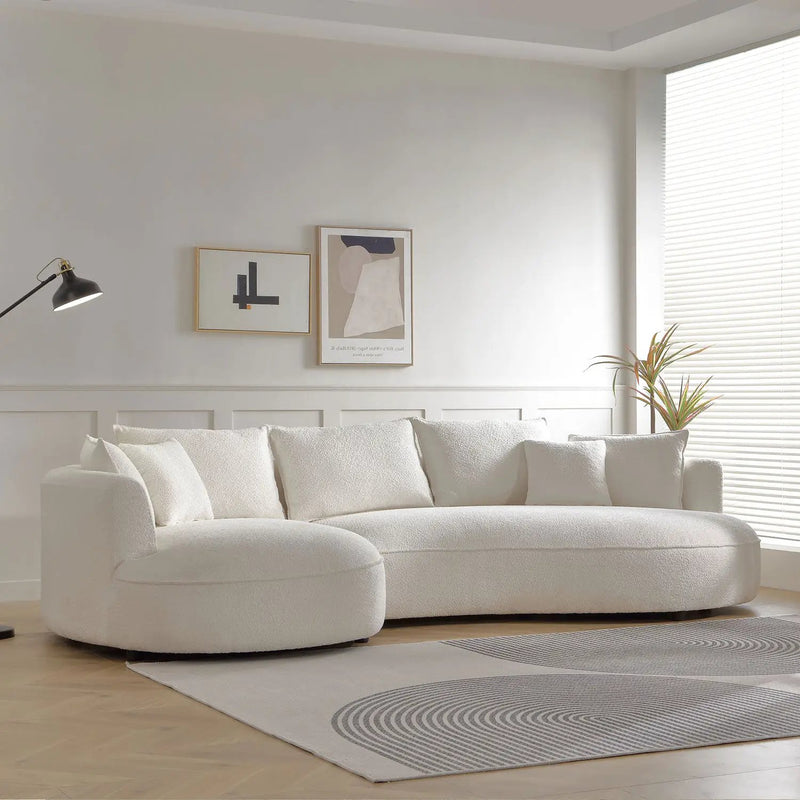 Curved Sofa with Ingenious Shape in Beige by HouseOfZazla
