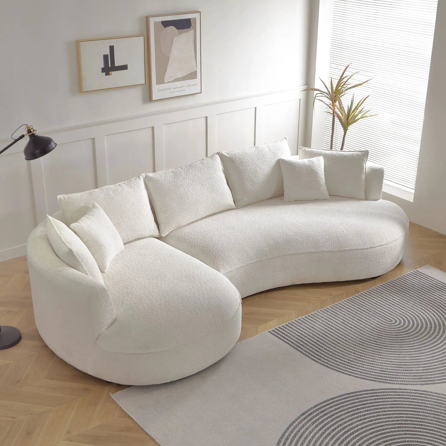 Curved Sofa with Ingenious Shape in Beige by HouseOfZazla
