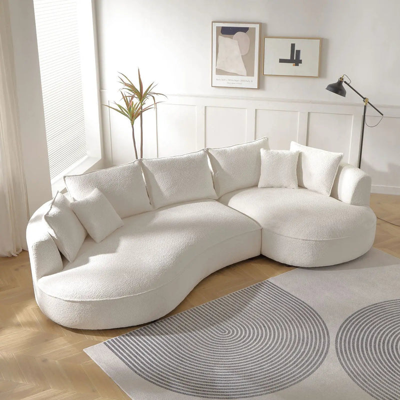 Curved Sofa with Ingenious Shape in Beige by HouseOfZazla