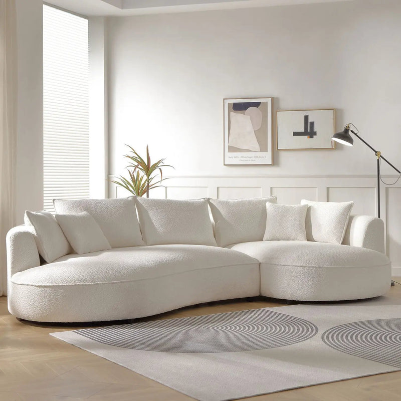 Curved Sofa with Ingenious Shape in Beige by HouseOfZazla