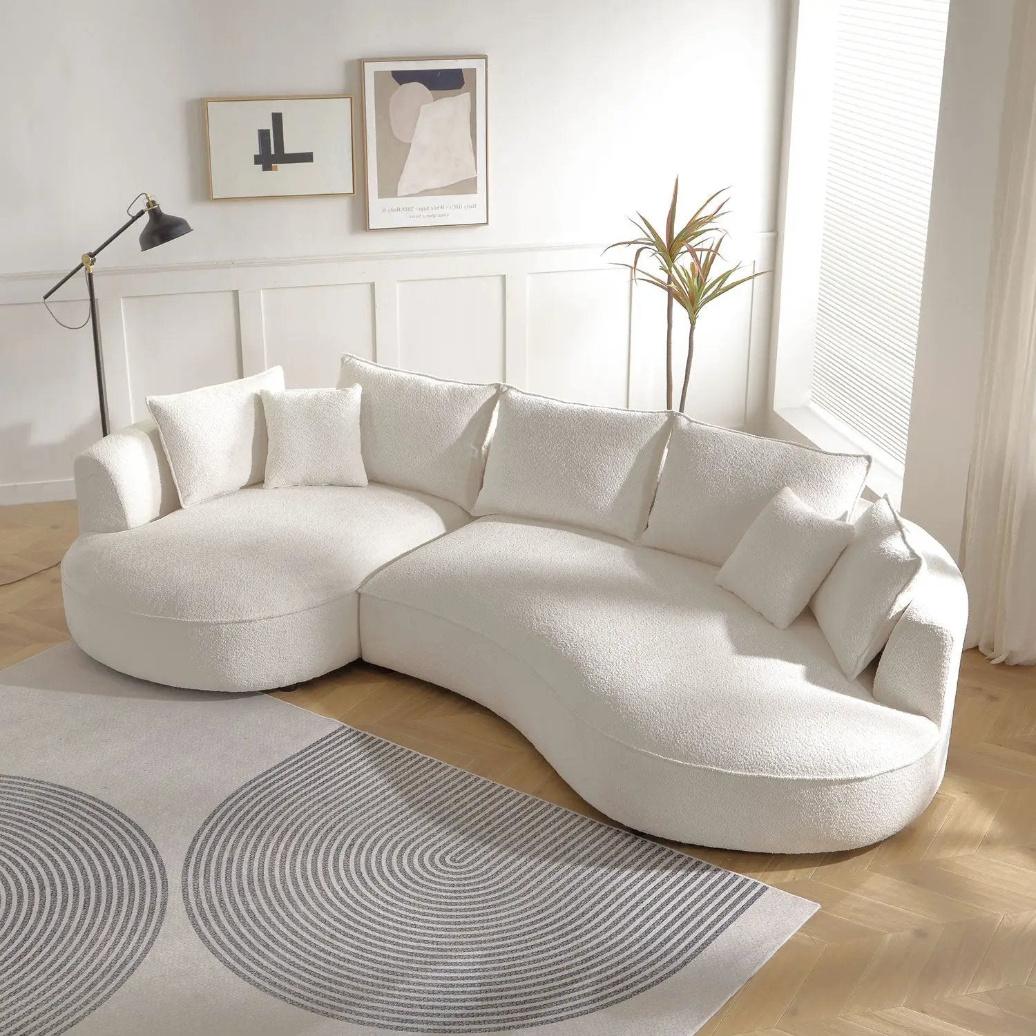 Curved Sofa with Ingenious Shape in Beige by HouseOfZazla