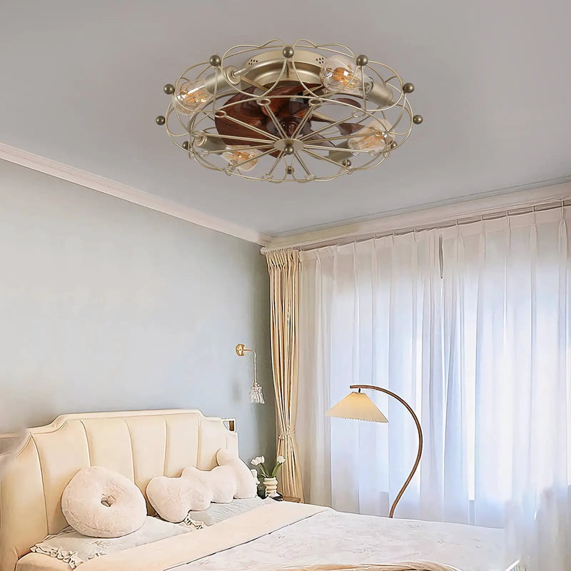 Low Profile Caged Ceiling Fan with Lights Remote Control by HouseOfZazla