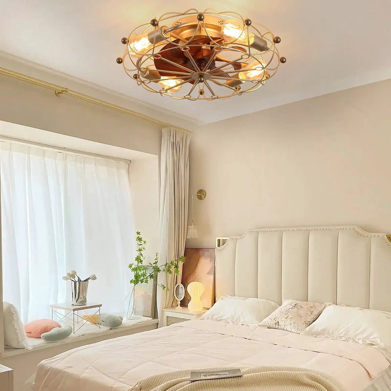 Low Profile Caged Ceiling Fan with Lights Remote Control by HouseOfZazla