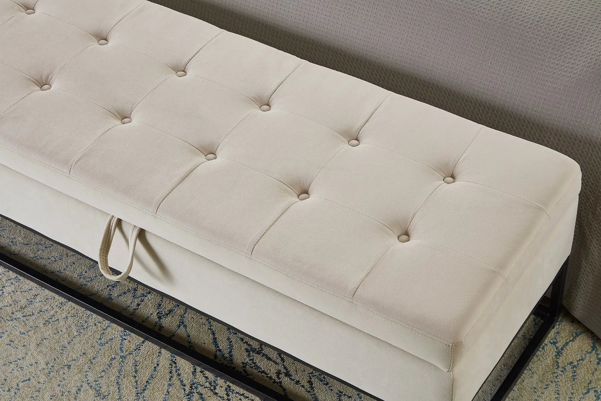 58.6" Bed Bench with Metal Base and Storage by HouseOfZazla