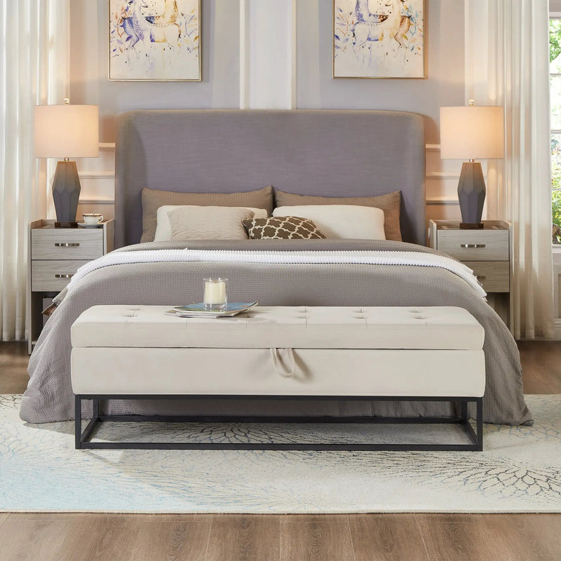 58.6" Bed Bench with Metal Base and Storage by HouseOfZazla