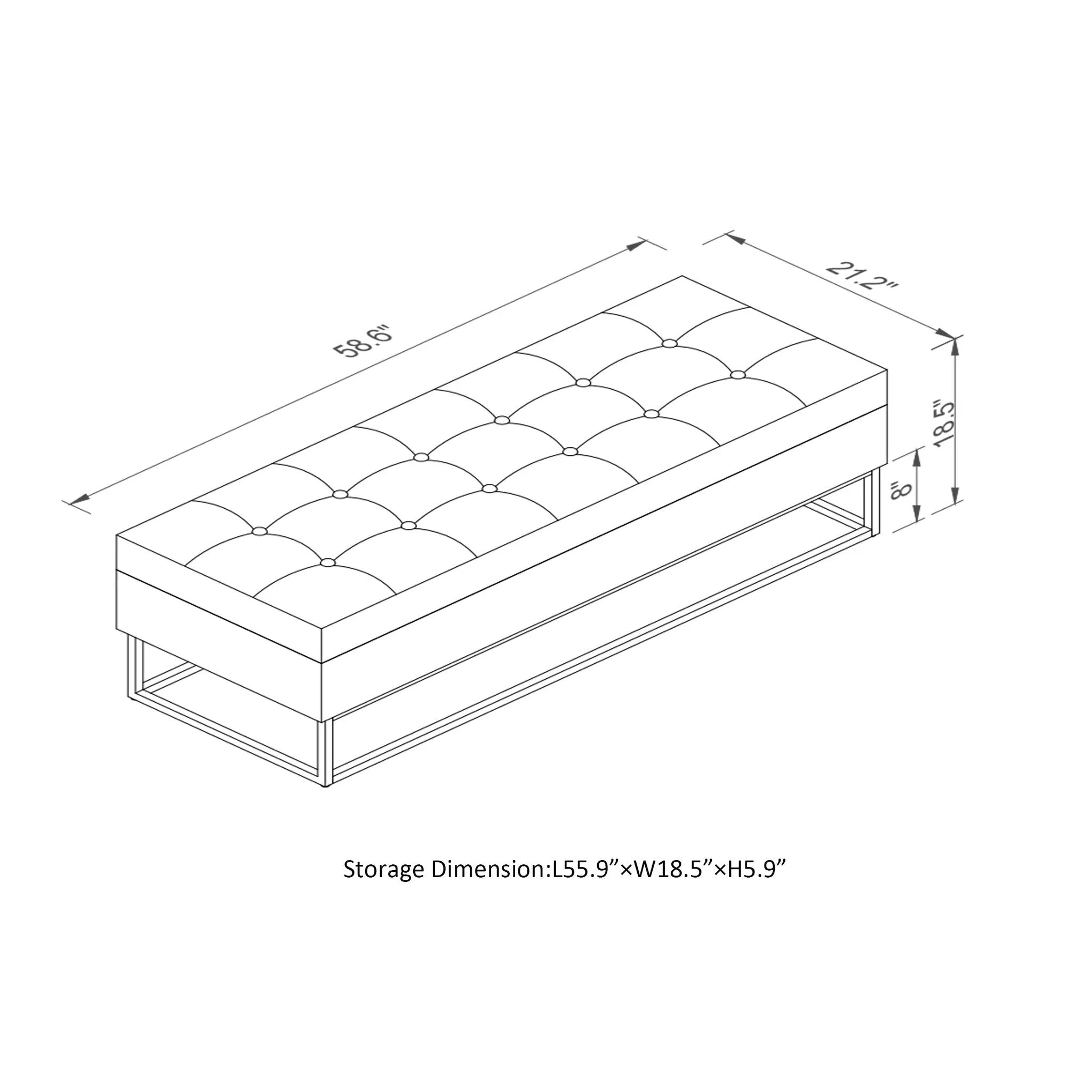 58.6" Bed Bench with Metal Base and Storage by HouseOfZazla