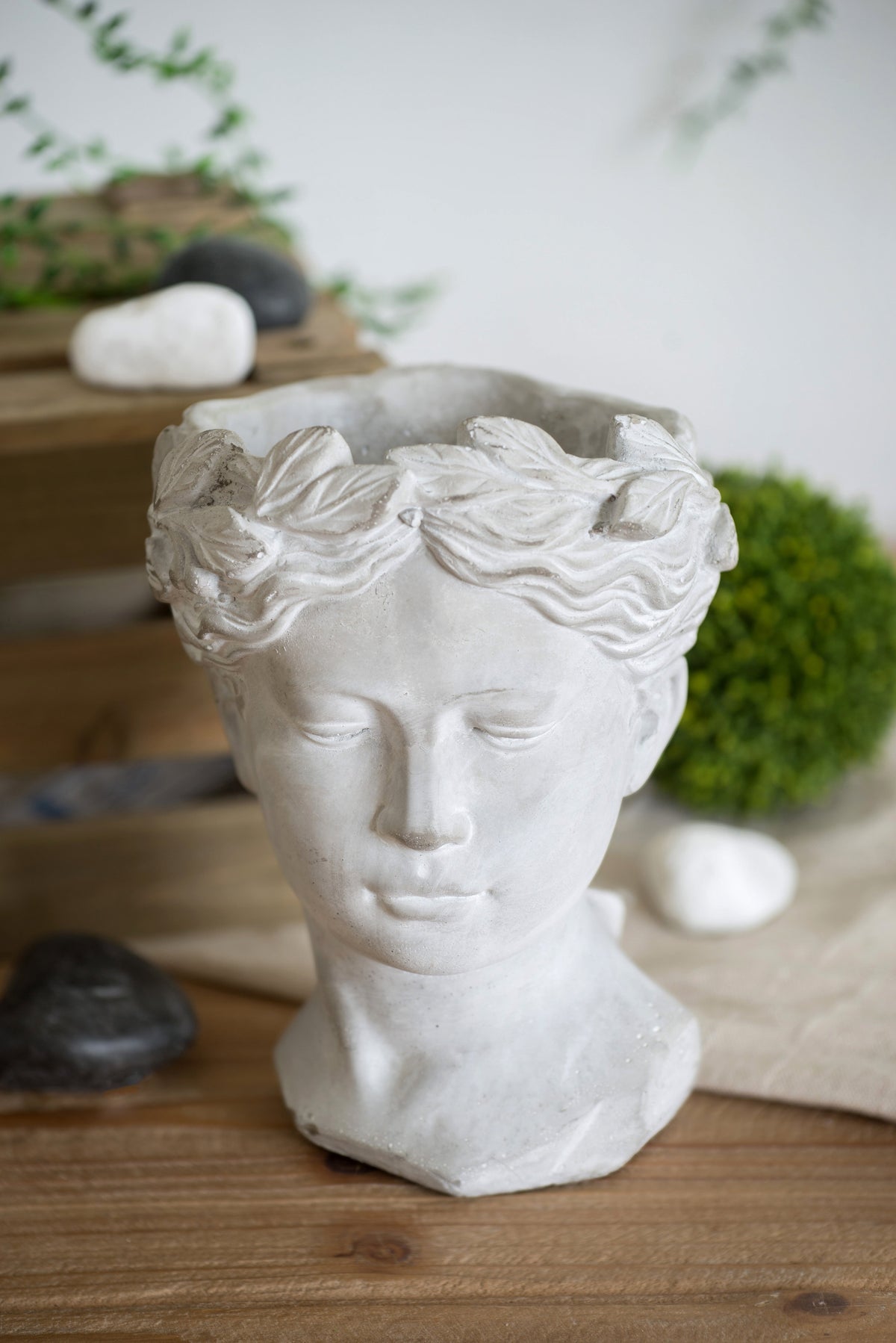 Greek Style Cement Head Planter with Classic Design - Cement, photo 7 of 10