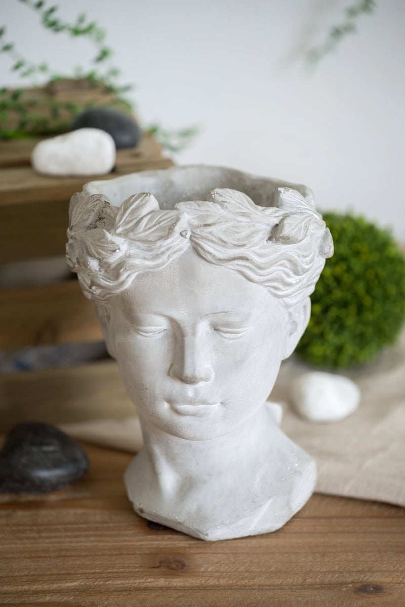 Greek Style Cement Head Planter with Classic Design - Cement, photo 7 of 10