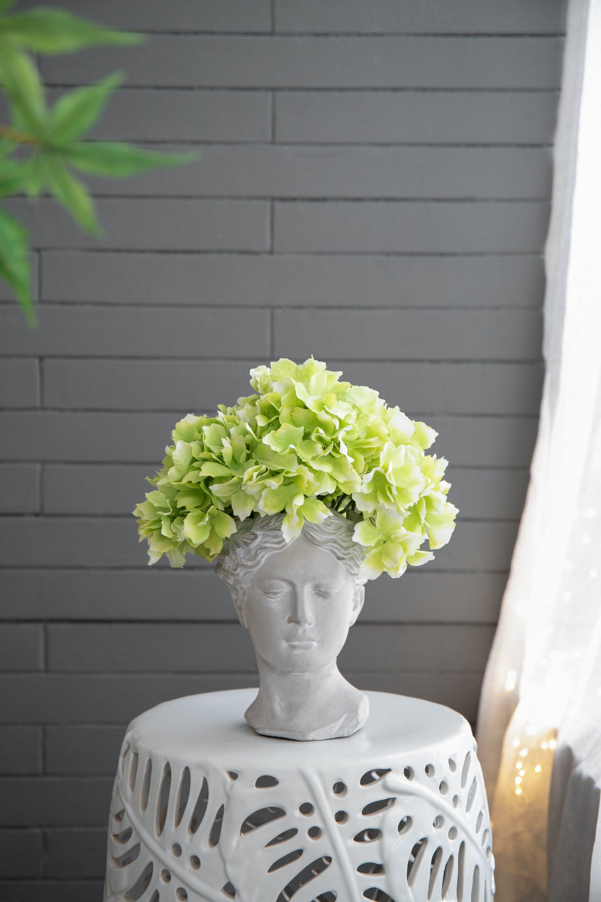 Greek Style Cement Head Planter with Classic Design - Cement, photo 3 of 10