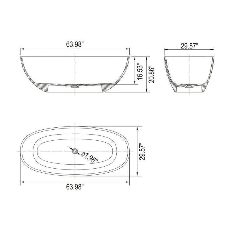 64 Inch Transparent Freestanding Bathtub by HouseOfZazla