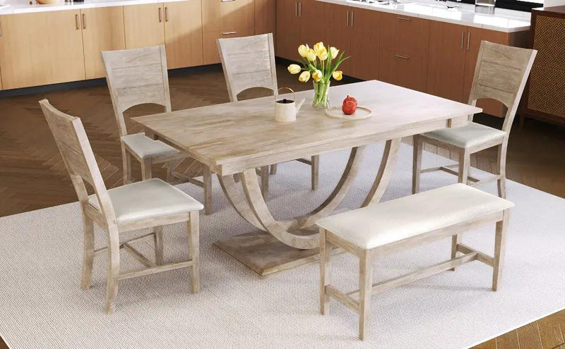 TOPMAX 6-Piece Wood Half Round Dining Table Set by HouseOfZazla