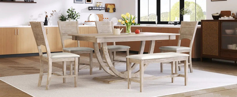 TOPMAX 6-Piece Wood Half Round Dining Table Set by HouseOfZazla